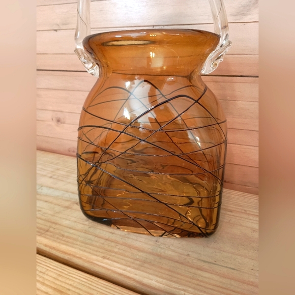 Murano hand blown glass bag with handles thread art design Venice Italy - Picture 4 of 7